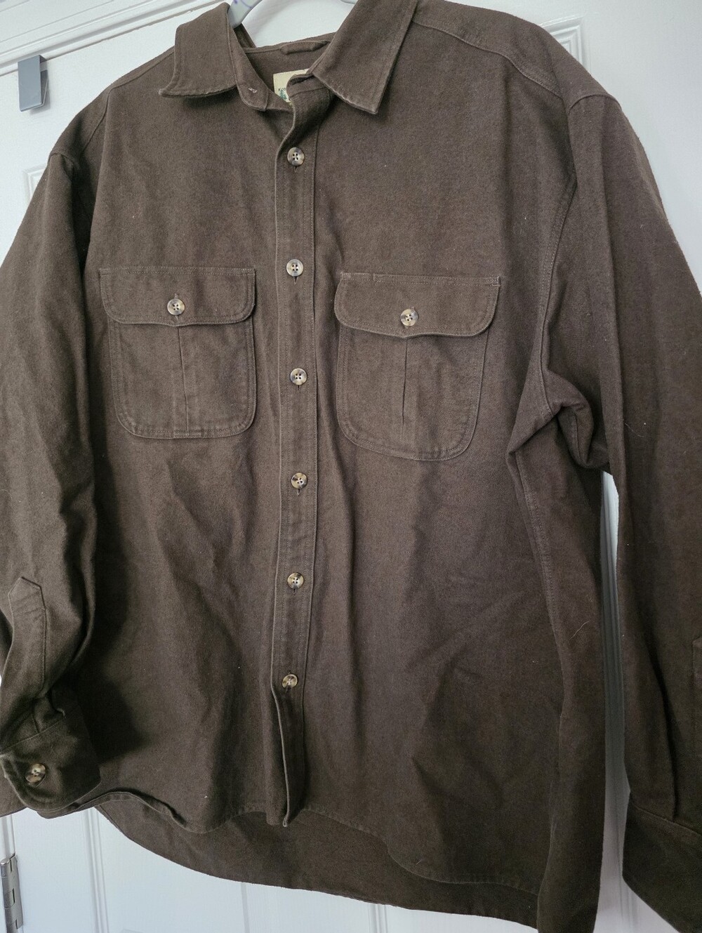Cabelas brown heavyweight cotton chamois shirt dual button-flap chest pockets XL